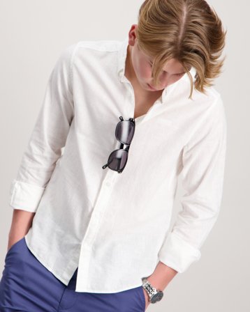 GANT COTTON LINEN BD LS SHIRT Wit Overhemden Jongens - Kids Brand Store