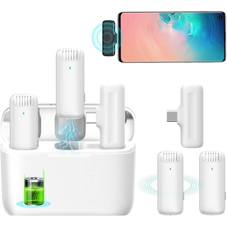 Valkoinen - 1 kpl langaton lavalier-mikrofoni, USB C -lavalier-mikrofoni