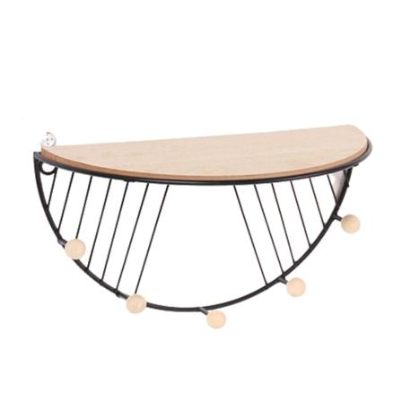 Halvrunde flytende hyller Veggmontert rustikk jernvegg Oppbevaringshyller Organizer Dekor Black Large Semicircle