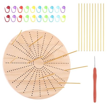 Hæklet blokeringsbræt i træ Firkantet hæklet bræt RUND RUND