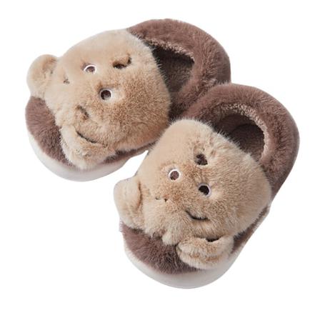 Flickor Tecknad Animal Plysch Tofflor Rund Toe Söta Fuzzy Tofflor