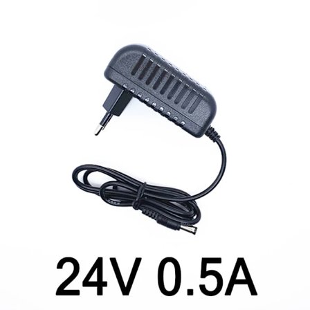x 24V 0.5A Universell Strømadapter AC 100V-240V DC 24V 0.5A 500mA EU-plugg Tablet Lader