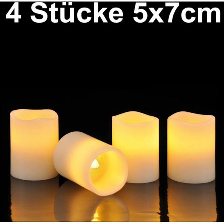 NYT Sæt med 4 LED-lys til at blæse ud af ægte vokslys, flameløs, flimrende batteridrevet lys til koncert, bryllup, bekendelse, julepynt