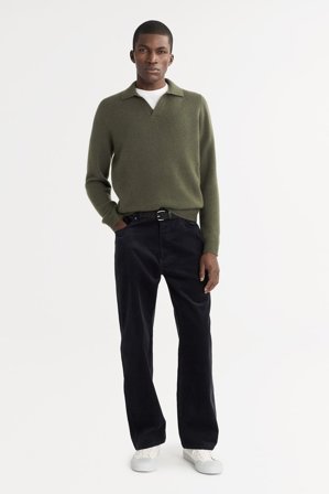 Soft Goat - Men's Polo Shirt - Men cashmere sweater - XXL - Olive