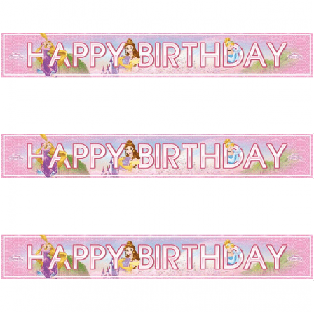 Folierullebanner prinsesser 3-pakke