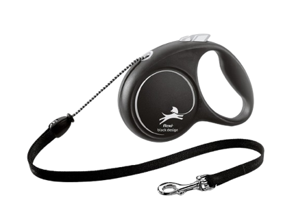 Flexi - Rullebånd Black Design Cord, 5m, M, maks 20kg, Sølv - Hund - Halsbånd - ZOO.no