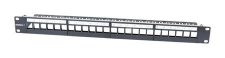 SYNERGY Keystone,Modulträger, 19Patchpanel für 24xTP-Modul, 1HE(t 94mm), Schwarz, V3, Synergy 21,