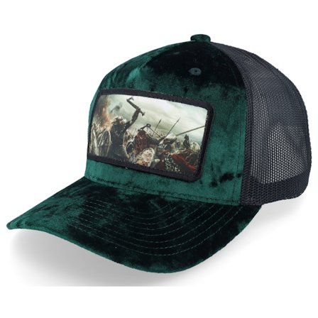 Calza Pennello - Grøn trucker Kasket - Vikings Fighting Battlefield Velvet Green/Black A-Frame Trucker @ Hatstore