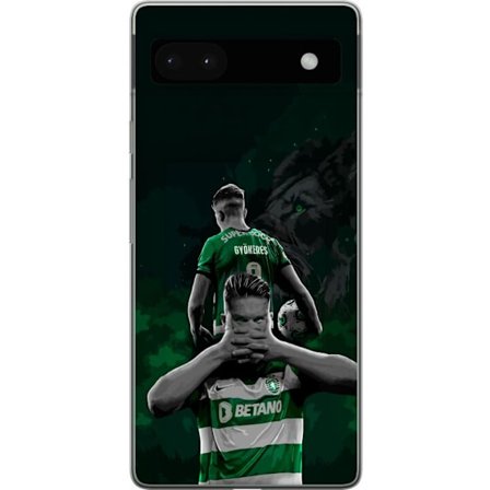 Yhteensopiva Puhelinkuori Google Pixel 6a Neonmotiivi, jossa teksti "Gaming is in my DNA" sinisenä ja punaisena tiiliseinällä, jossa loistava DNA-spir