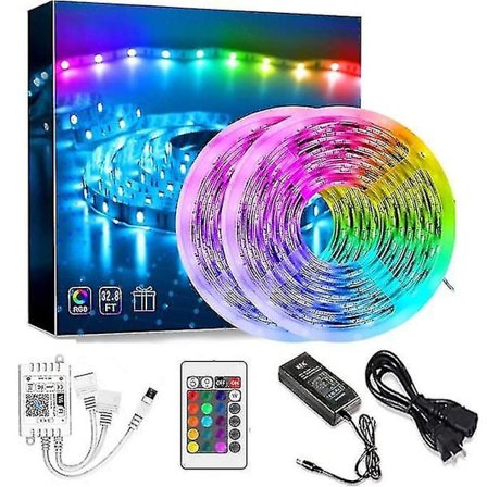 Led lysstrimmel sæt Wifi Smart Dc12v24 Key App Farverig Rgbled lysstrimmel lim vandtæt