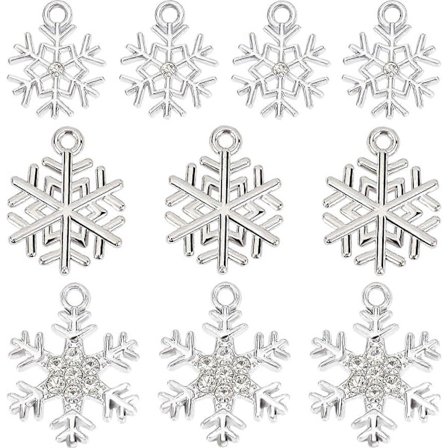 Snöflingor Berlocker Bulk Blandade Jul Snö Berlocker för DIY Tillbehör