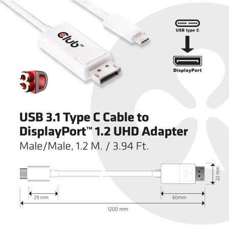 Club 3D DisplayPort-kabel - 1.2 m