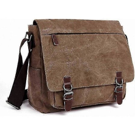 Casual Canvas Crossbody-veske for menn, trendy hverdags messenger skulderveske i kaffetone
