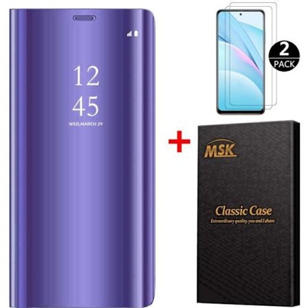 Fodral - Xiaomi - Mi 10T Lite - Spegel - Stativ - Skydd av härdat glas