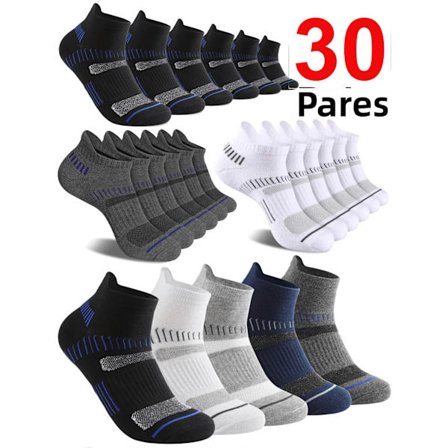 30 par blanding - 30 par ankelstrømper for menn, pustende bomulls sportsstrømper for løping og fitness, avslappet stripete stil