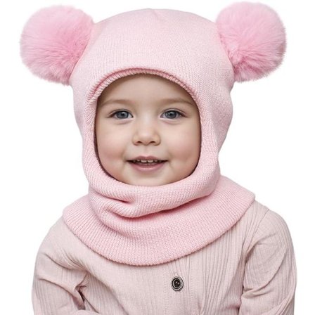 ING Universal Strikket Vinterhue og Halstørklæde Sæt til Babyer og Børn Blødt Varmt og Behageligt Lyserødt Unisex Design Ideelt til Kolde Dage