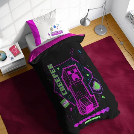 Enkel sängklädesset Minecraft Cyber Neon