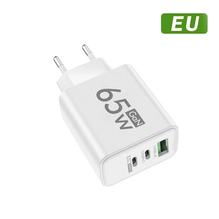 Total 65W Snabbladdande GaN Telefonladdare EU US KR PD3.0 Snabb USB C Väggladdare För iPhone 15 16 Xiaomi Huawei Samsung