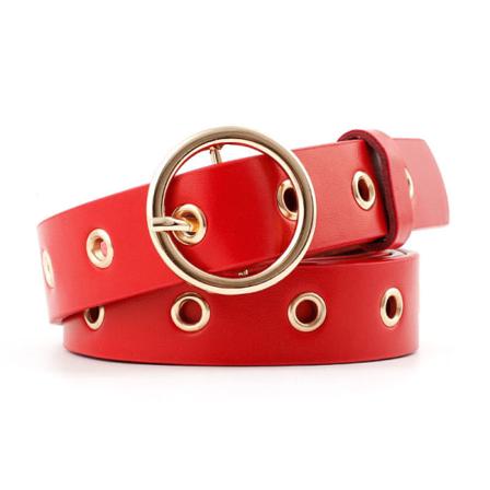 Kvinnor Bälten Fashionabla All-Match Kvinnor Lufthål Bälte Trendigt Kvinnor Bälte Enkelt runt spänne Student Dekorativt band Red 105x2.3cm