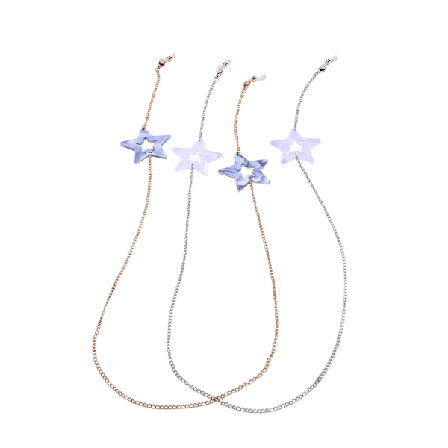 2-delt briller kæde akryl stjerne guld og sølv briller