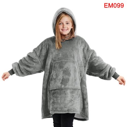 Filt Hoodie Sweatshirt Stor TV-filt Bärbar filt Super Varm Mjuk Mysig Fleece Huvtröja För Barn/Vuxen