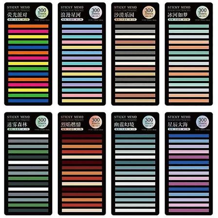Lesestriper for ark, fine sidemarkører, notatbok, klistremerker, fargede notatfaner, kontorrekvisita, sortert farge sjx