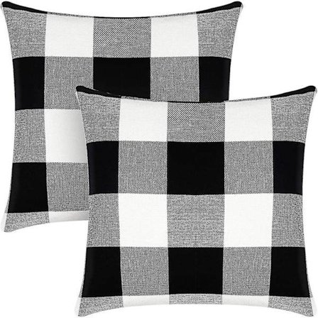 Sett med 2 Sjekk Kaste Putetrekk Bondegård Utendørs Rutete Kvadratisk Pute Putesett