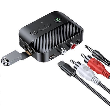 Bluetooth 5.3 Trådløs Lyd Sender Mottaker HiFi Musikk Adapter AUX RCA MP3