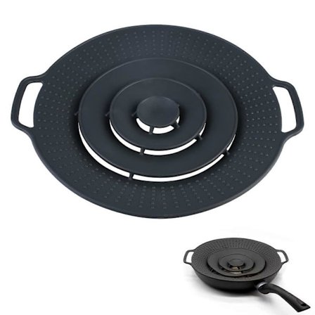 Grydelåg Stænkskærm Pander: Kog Over Beskyttelse Pande Stænkskærm Universal til Gryder med en Størrelse på 29 cm, Grydelåg Universal Låg (Sort)