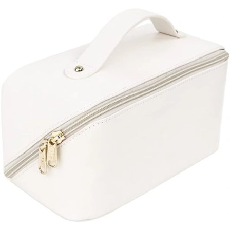 Kosmetiktaske Rejsetaske, Stor Kapacitet Højkvalitets Hudpleje Makeup Taske & Toilettaske med Håndtag, Vandtæt Toilettaske til Kvinder (Hvid)