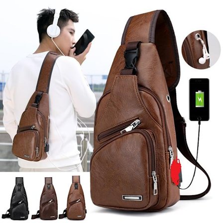 Ryggsäck för män USB Laddning Sport Crossbody Bag Hane Anti-stöld - stock