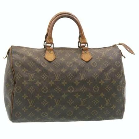 Louis Vuitton Vintage, Pre-owned Speedy 35 Monogram Handbag Bruin, Dames, Maat:ONE Size,leer