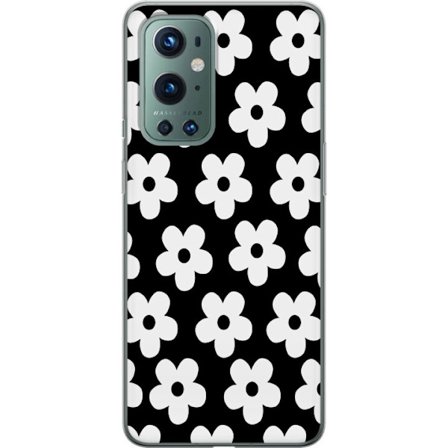 Yhteensopiva Puhelinkuori OnePlus OnePlus 9 Pro Mustavalkoinen kukkakuvio minimalistisessa skandinaavisessa muotoilussa, jossa voimakas kontrasti ja a