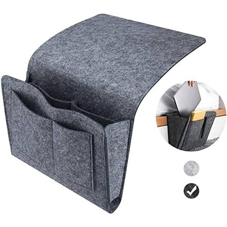 Hængende opbevaringspose i filt til sengen (mørkegrå), taske