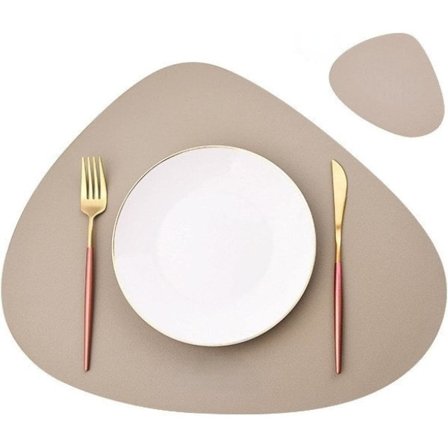 IC 4-pack Specialformad Termisk Bordsskydd Creative Western Meal Matta Läder Måltidsmatta PU Vattentät Bordsskydd Gul