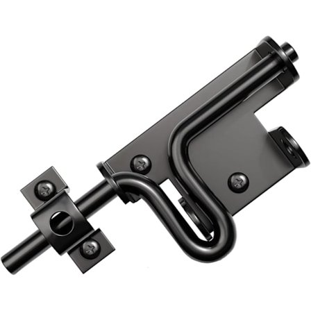 Skydelåge lås, låge lås med hængelåshul, skydelås til træhegn, skurlåge, have låge, lade dør lås udendørs, sort