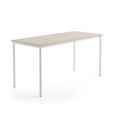 Skrivebord SONITUS PLUS, 1800x800x900 mm, støjreducerende ask højtrykslaminat, hvid