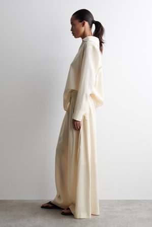 COS Pleated Modal Wide-Leg Trousers in Beige - Women