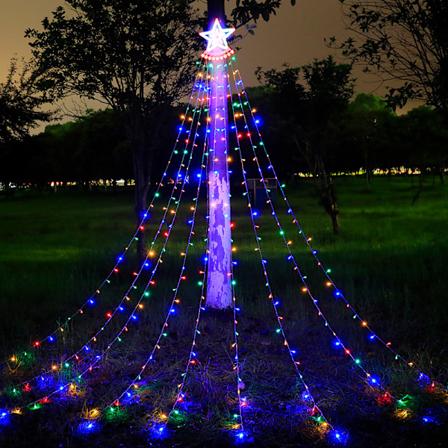 Juletræslyskæde, 350 LED 3,5 m/11,48 ft, Juletræspynt, til julehave, soveværelse og fest (farverig)