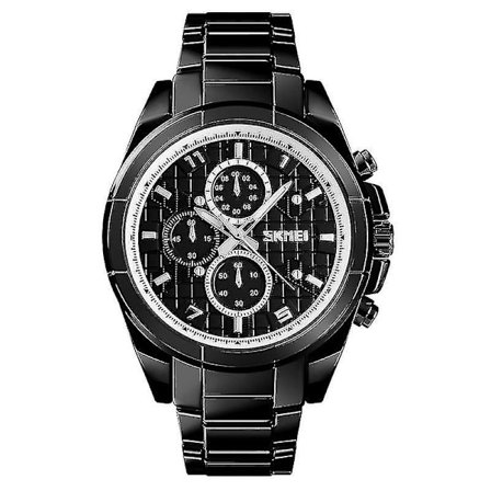 Skmei 1378 30m Vattentät Metall Quartz Watch Svart