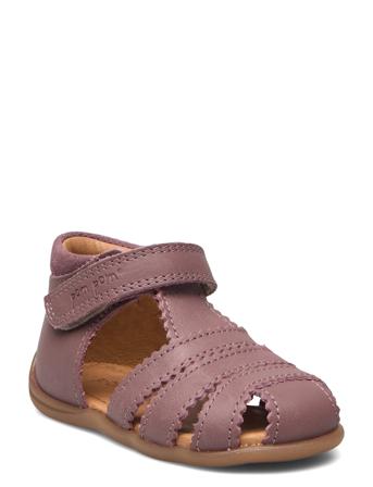Starters Scallop Velcro Sandal Shoes Summer Shoes Sandals Purple Pom Pom