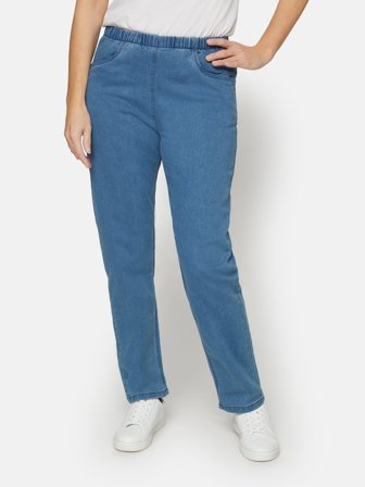 Brandtex - Sofie Jeans - Mellemblå - Elastik i Taljen