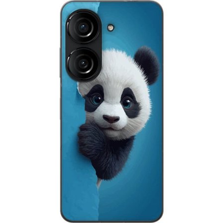 Yhteensopiva Puhelinkuori Asus Asus Zenfone 10 Söpö panda, joka kurkistaa paperin läpi pehmeässä 3D-kuvituksessa