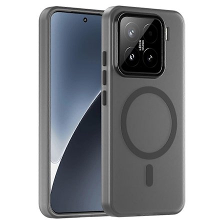 Til Xiaomi 15 Cover Kompatibel med MagSafe TPU PC Slankt Mat Gennemskinneligt Telefoncover - Sort