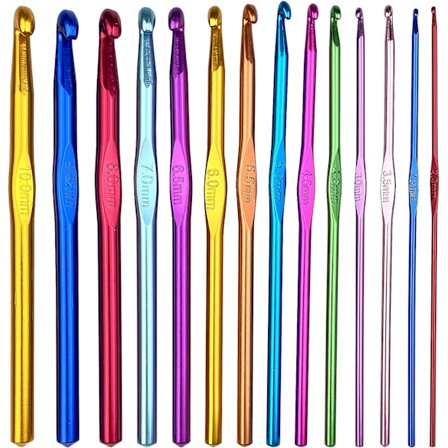 14 st Aluminium Virknålar Stickningsverktyg Flerfärgade 2-10mm