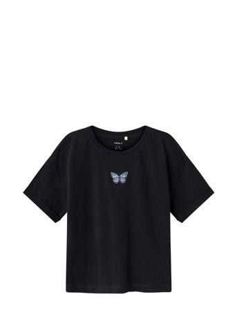 Nkfkustine Ss Loose Short Top Tops T-shirts Short-sleeved Black Name It