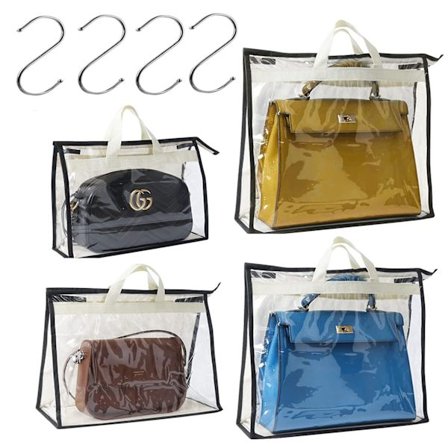 4 pakker veskeoppbevaringsorganisator, veskeoppbevaring for skap, anti-støv