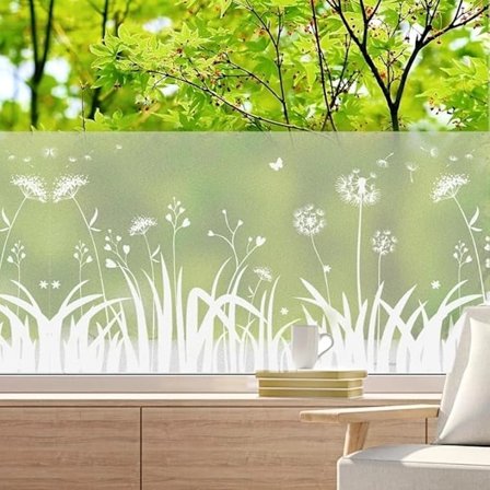 45 × 200cm Anti-Peep Fönsterfilm Blackout Fönsterfilm Maskrosmönster Frostat Ogenomskinligt Bra Sekretess Anti UV Anti,A