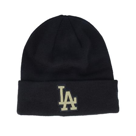 New Era - MLB Musta cuff Beanie - Los Angeles Dodgers Metallic Badge Beanie Black Cuff @ Hatstore