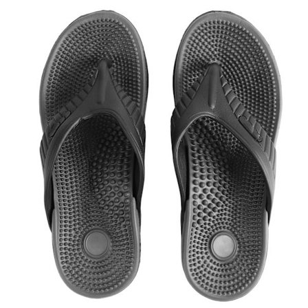 Herr Flip Flops Antislip Mjuk Sula Fotmassage Bekväma Sommarsandaler för Strand Pool Simning Svart Storlek 44
